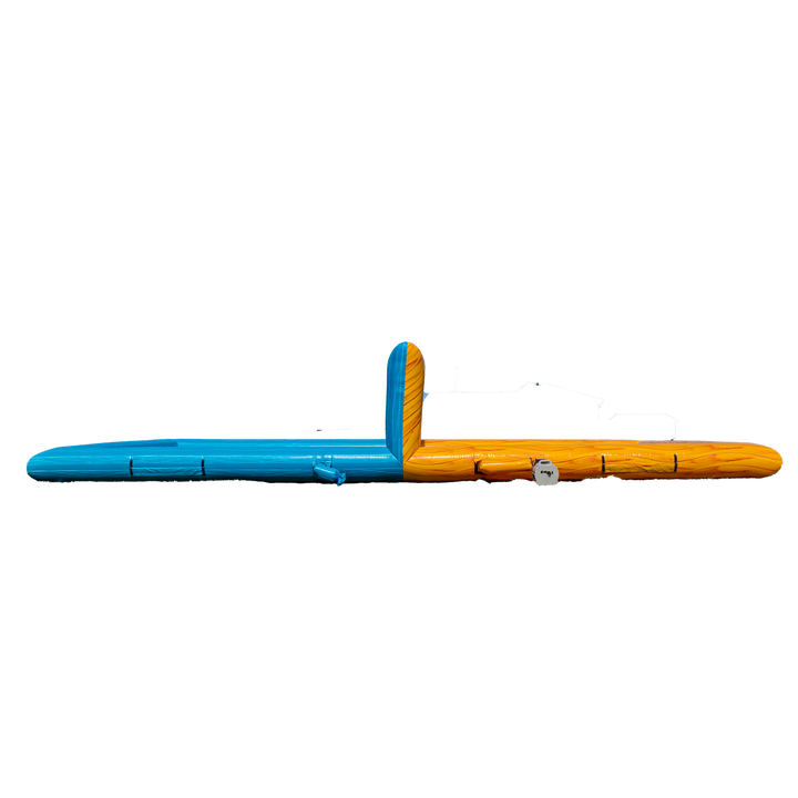 yellow and teal inflatable volleyball court side profile