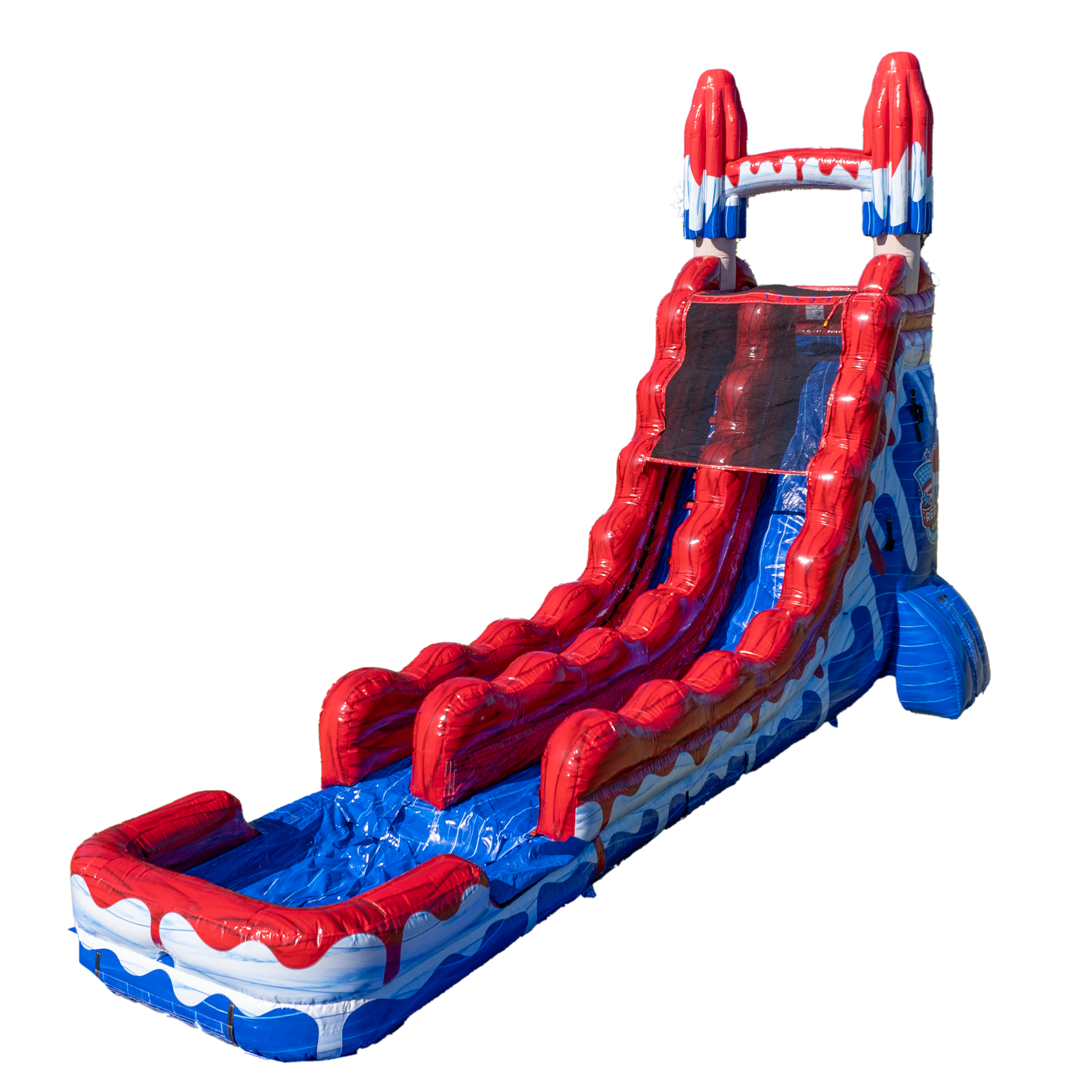 F 35 Inflatable 22FT Red White and Cool Popsicle Water Slide | Big and Bright Inflatables