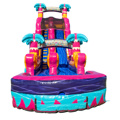 22Ft Teal Rippling Rush Single Lane Slide