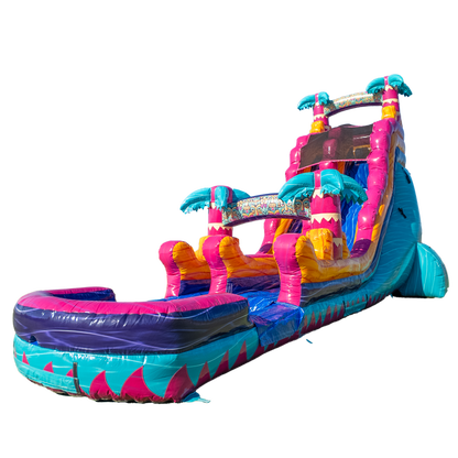 22Ft Teal Rippling Rush Single Lane Slide