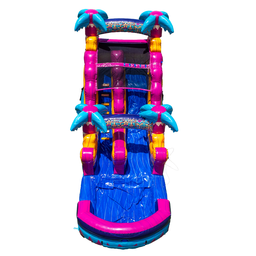 14FT Teal Rippling Rush Single Lane Slide