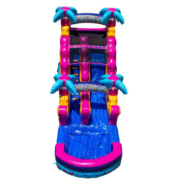14FT Teal Rippling Rush Single Lane Slide