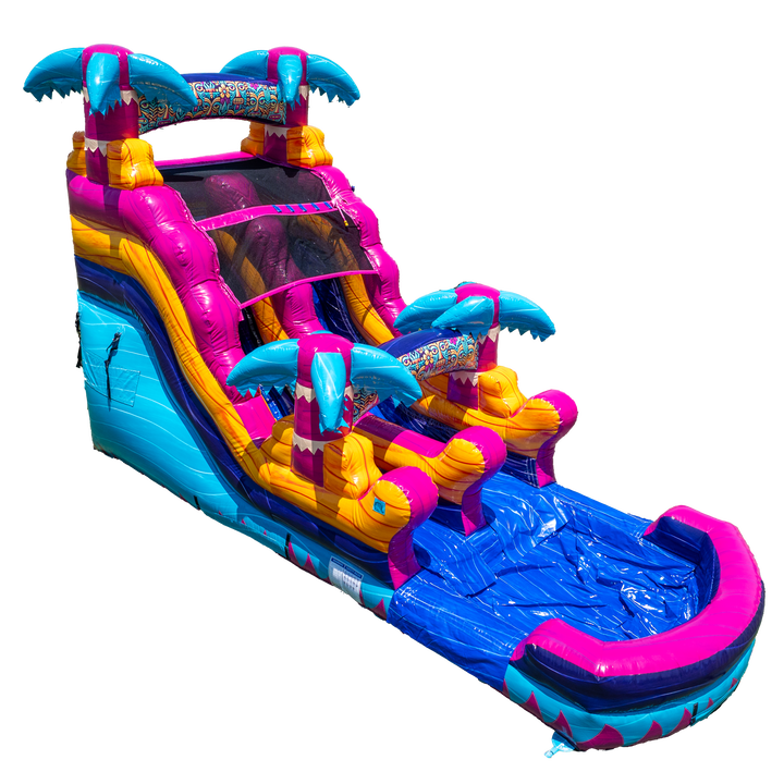 14FT Teal Rippling Rush Single Lane Slide
