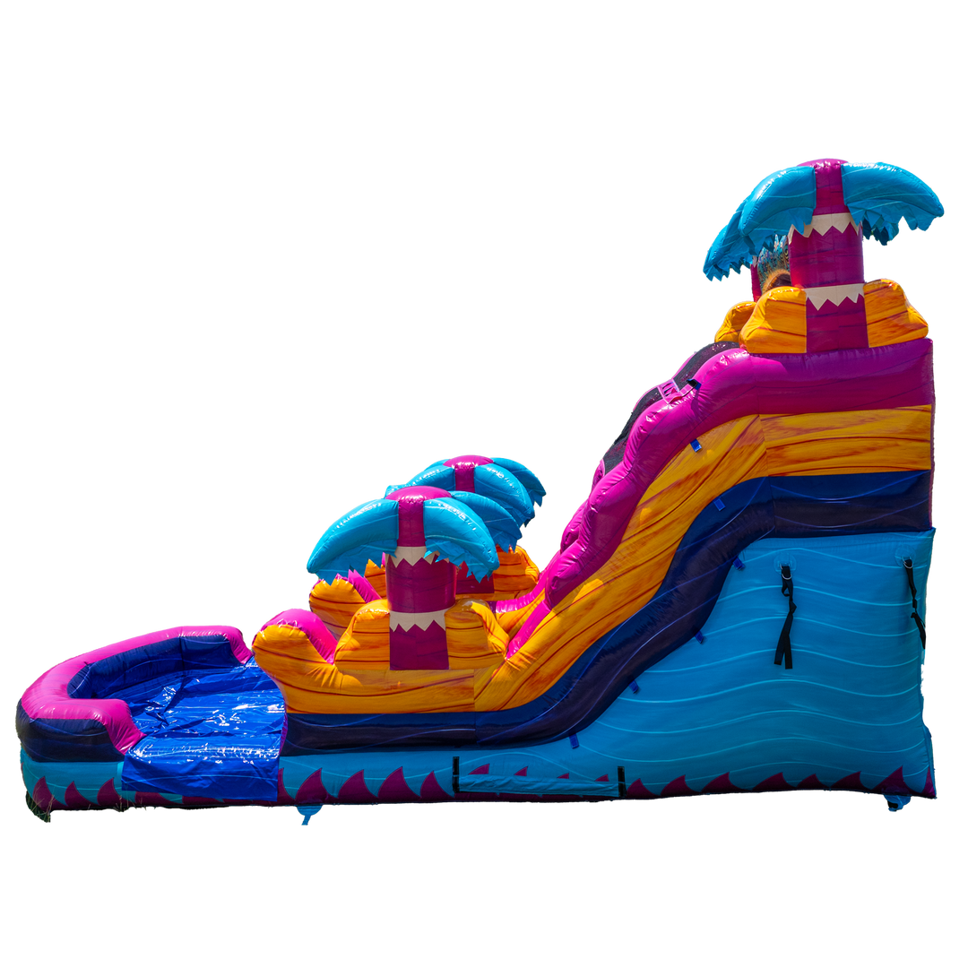 14FT Teal Rippling Rush Single Lane Slide