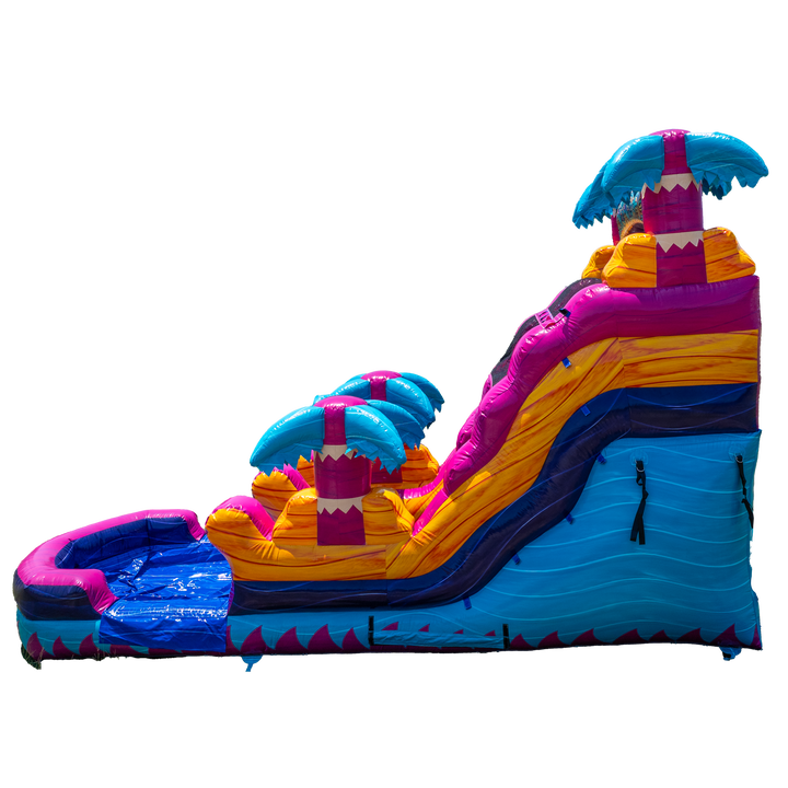 14FT Teal Rippling Rush Single Lane Slide