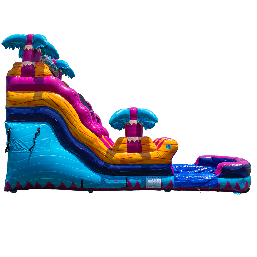 14FT Teal Rippling Rush Single Lane Slide