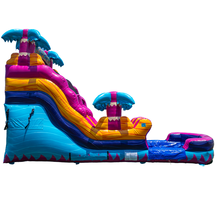 14FT Teal Rippling Rush Single Lane Slide