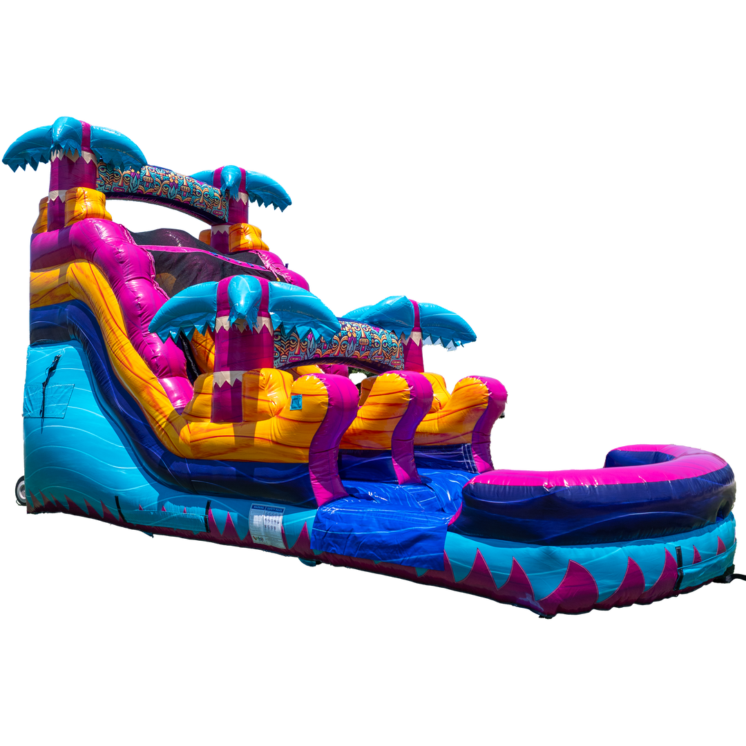 14FT Teal Rippling Rush Single Lane Slide