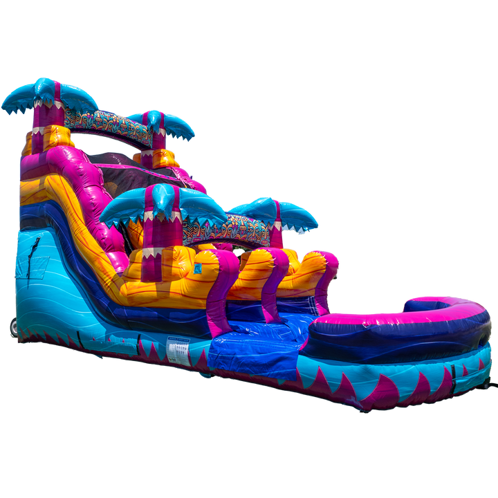 14FT Teal Rippling Rush Single Lane Slide