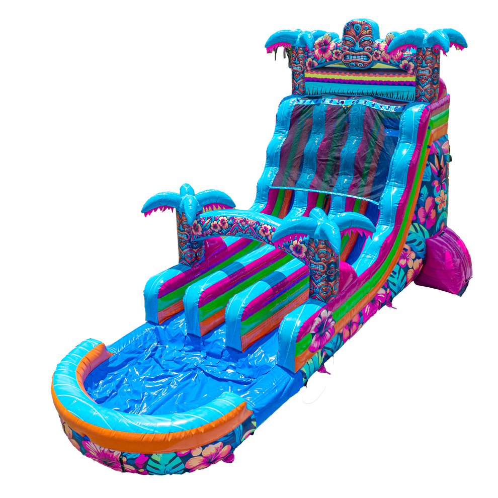 18FT Dual Lane Hibiscus Slide | Big and Bright Inflatables