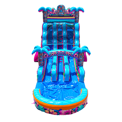 18FT Aloha Splash (Hawaiian Hibiscus) Dual Lane Slide