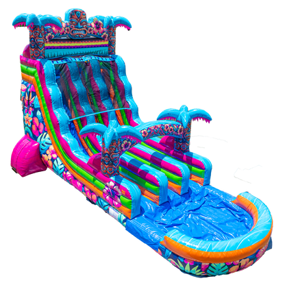 18FT Aloha Splash (Hawaiian Hibiscus) Dual Lane Slide