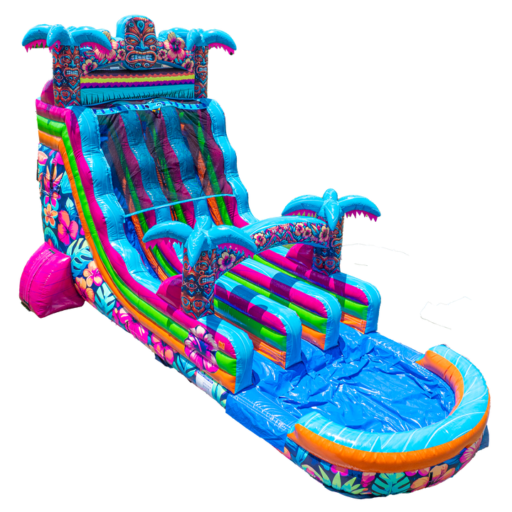 18FT Aloha Splash (Hawaiian Hibiscus) Dual Lane Slide