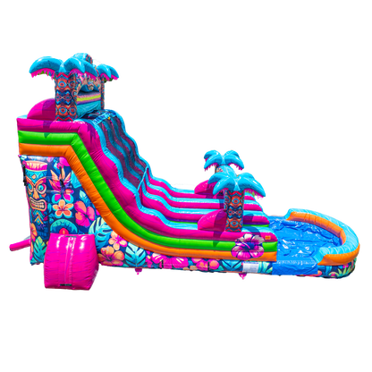 18FT Aloha Splash (Hawaiian Hibiscus) Dual Lane Slide