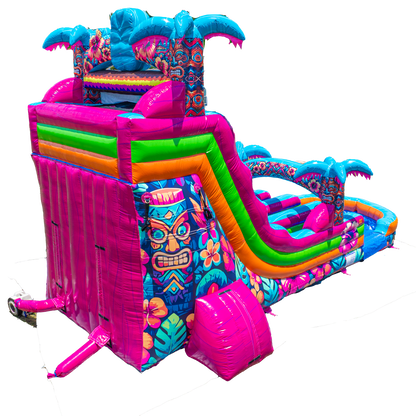 18FT Aloha Splash (Hawaiian Hibiscus) Dual Lane Slide