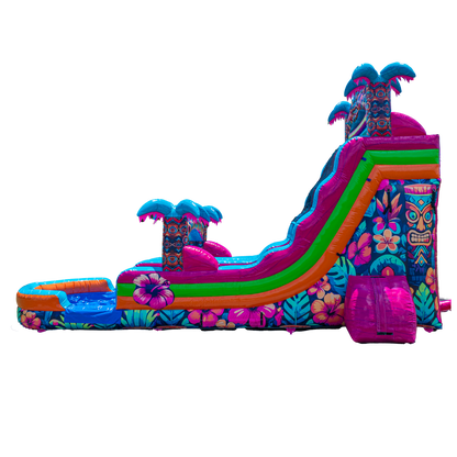 18FT Aloha Splash (Hawaiian Hibiscus) Dual Lane Slide