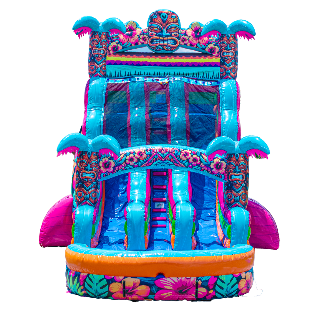 18FT Aloha Splash (Hawaiian Hibiscus) Dual Lane Slide