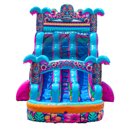 18FT Aloha Splash (Hawaiian Hibiscus) Dual Lane Slide