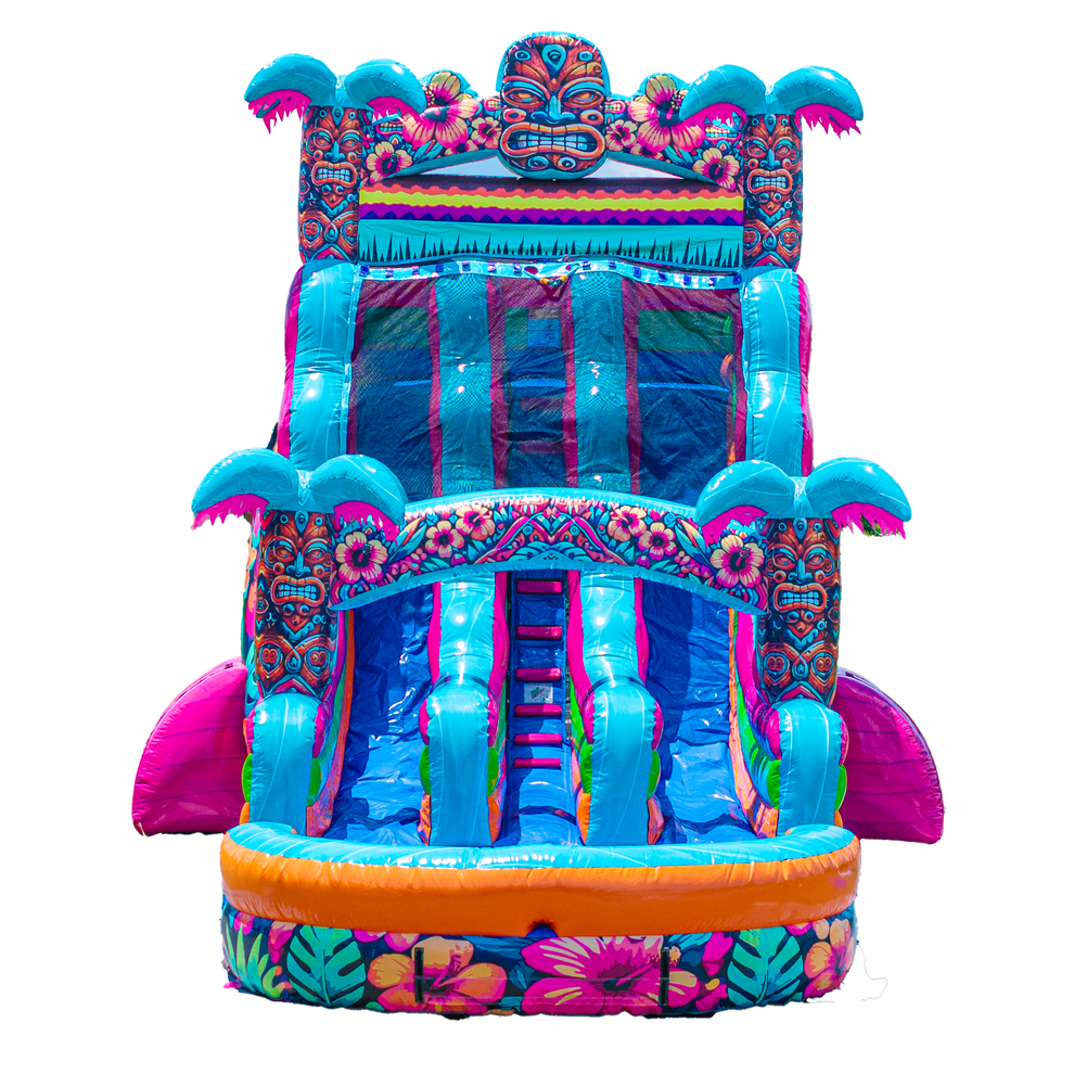 18FT Dual Lane Hibiscus Slide | Big and Bright Inflatables