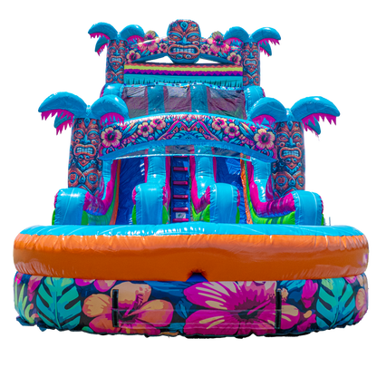 18FT Aloha Splash (Hawaiian Hibiscus) Dual Lane Slide