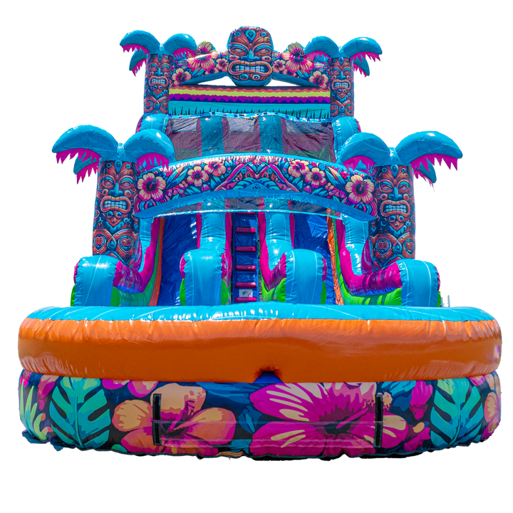 18FT Aloha Splash (Hawaiian Hibiscus) Dual Lane Slide