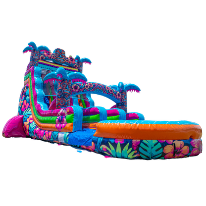 18FT Aloha Splash (Hawaiian Hibiscus) Dual Lane Slide