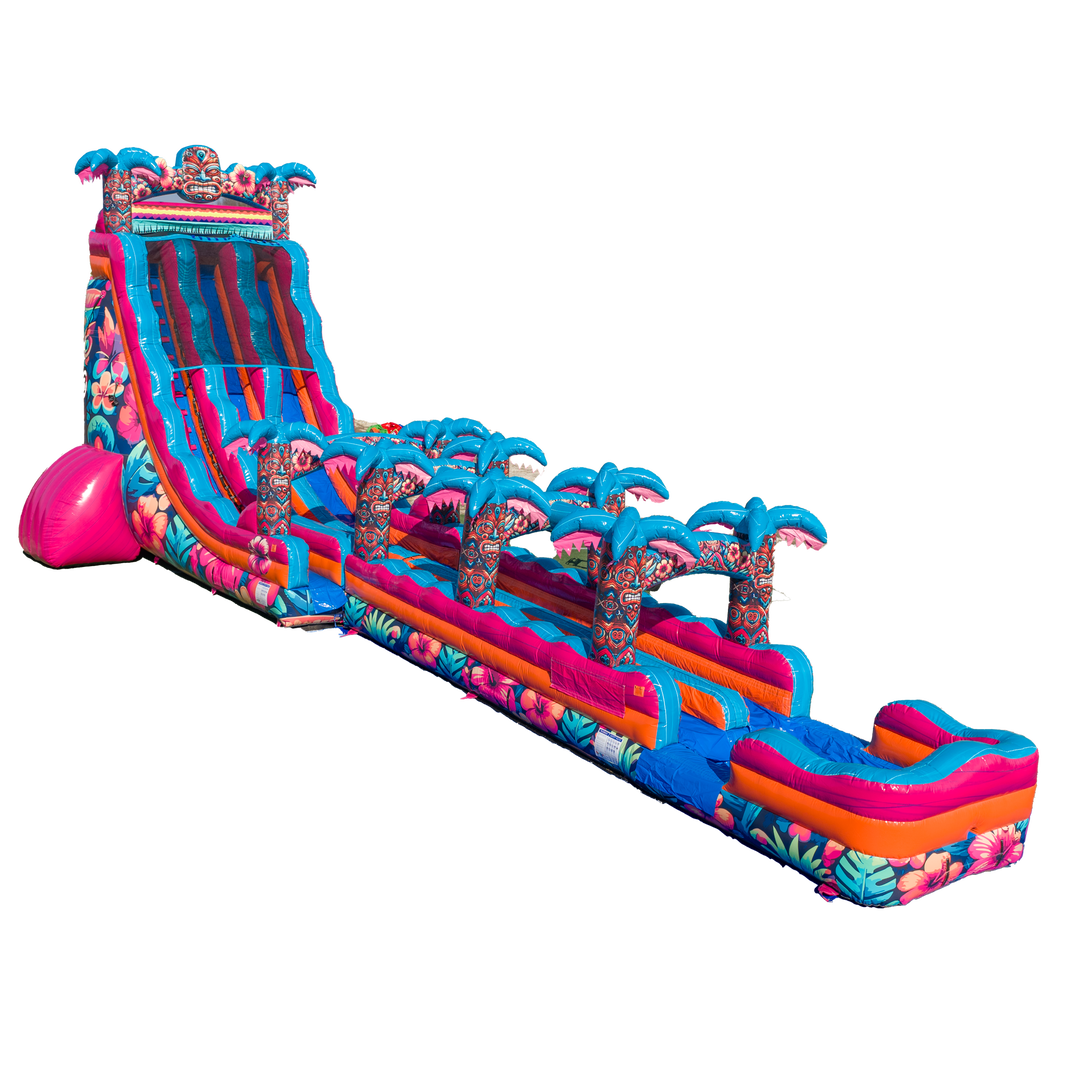 27FT Aloha Splash (Hawaiian Hibiscus) Dual Lane Slide w/Slip n Slide