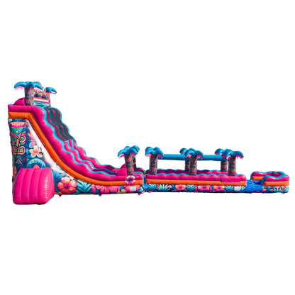 27FT Aloha Splash (Hawaiian Hibiscus) Dual Lane Slide w/SLip n Slide