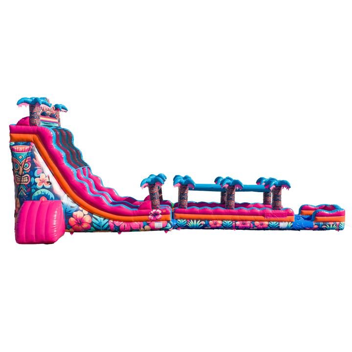 27FT Aloha Splash (Hawaiian Hibiscus) Dual Lane Slide w/Slip n Slide