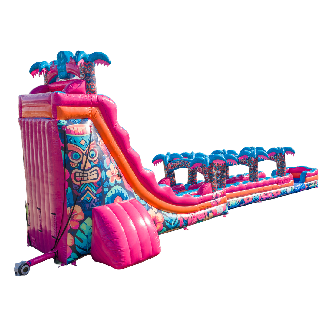 27FT Aloha Splash (Hawaiian Hibiscus) Dual Lane Slide w/Slip n Slide