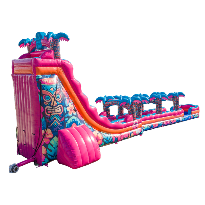 27FT Aloha Splash (Hawaiian Hibiscus) Dual Lane Slide w/Slip n Slide