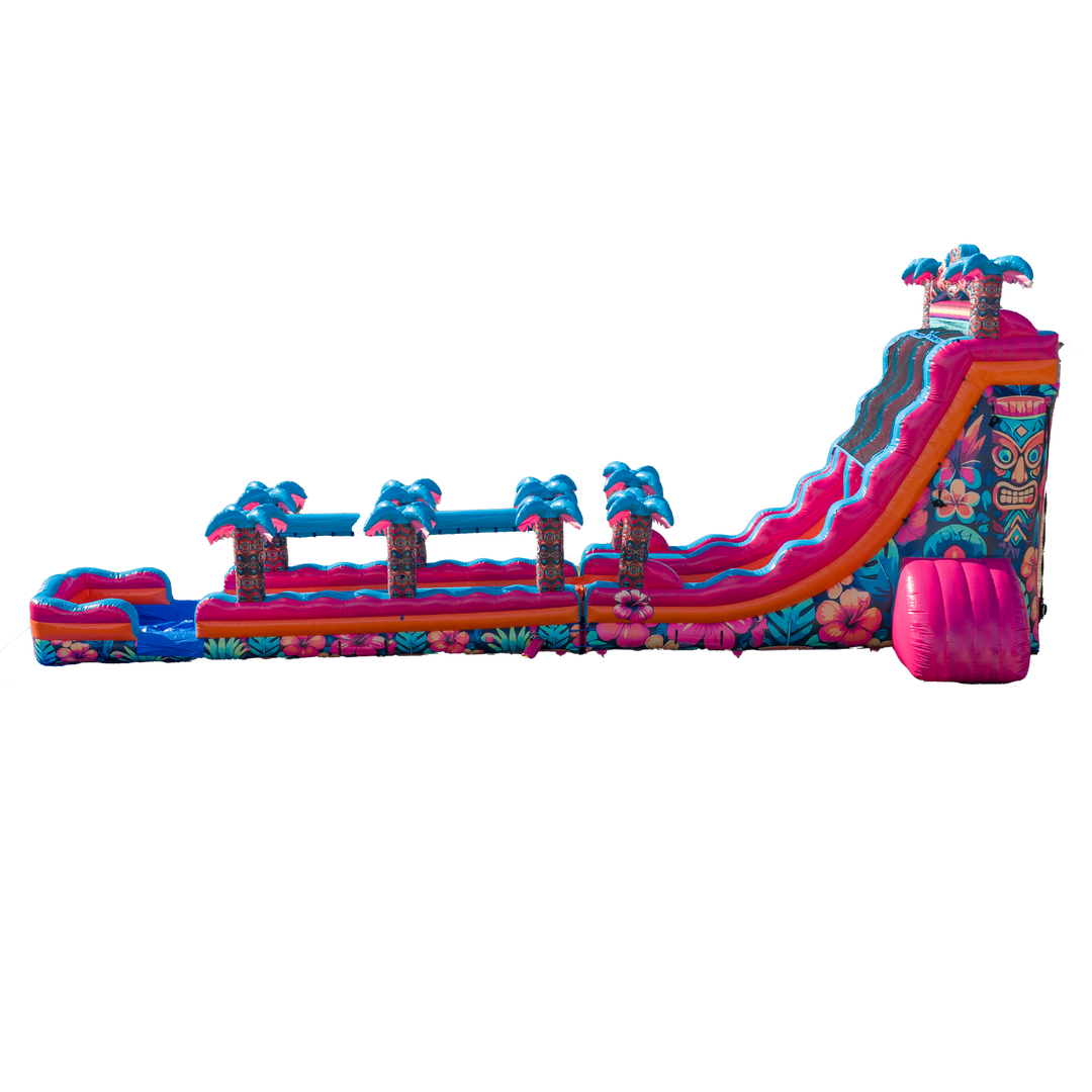 27FT Aloha Splash (Hawaiian Hibiscus) Dual Lane Slide w/Slip n Slide