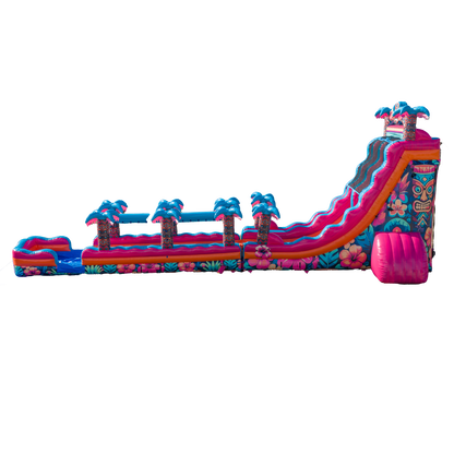 27FT Aloha Splash (Hawaiian Hibiscus) Dual Lane Slide w/SLip n Slide