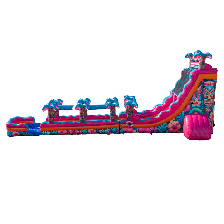 27FT Aloha Splash (Hawaiian Hibiscus) Dual Lane Slide w/Slip n Slide