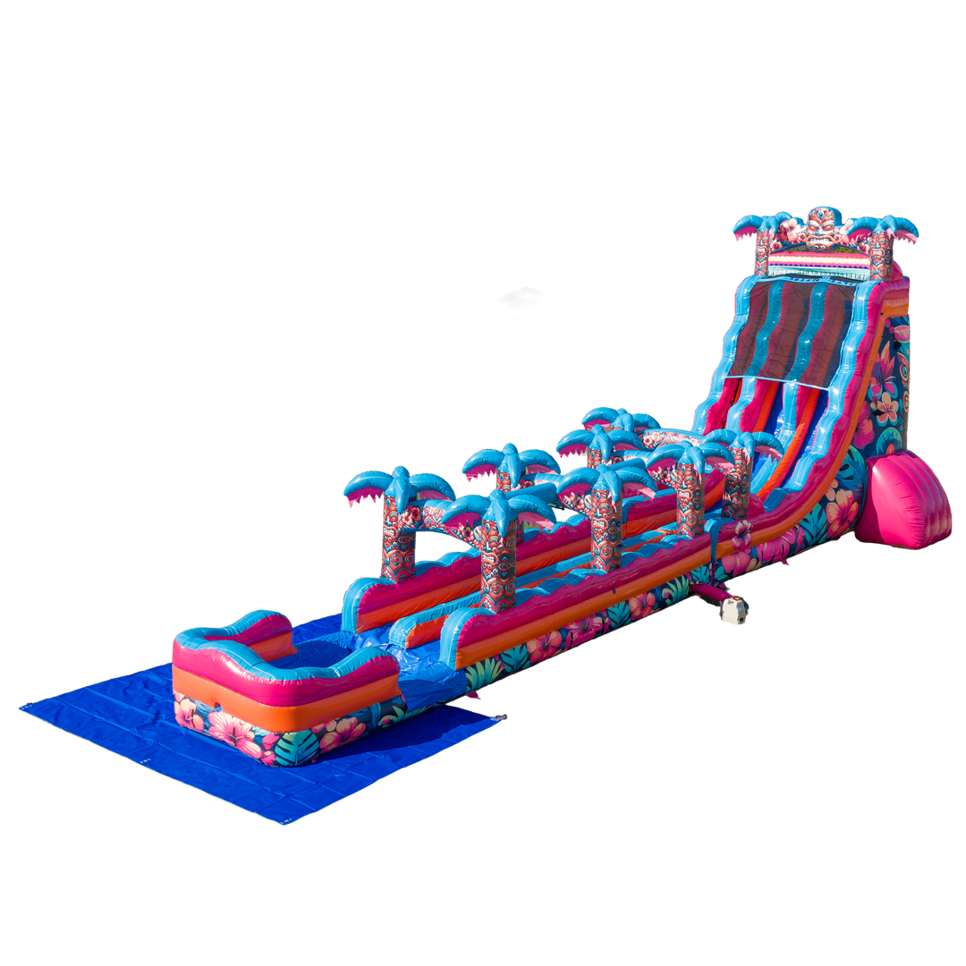27FT Aloha Splash (Hawaiian Hibiscus) Dual Lane Slide w/Slip n Slide