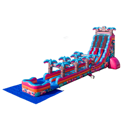 27FT Aloha Splash (Hawaiian Hibiscus) Dual Lane Slide w/SLip n Slide