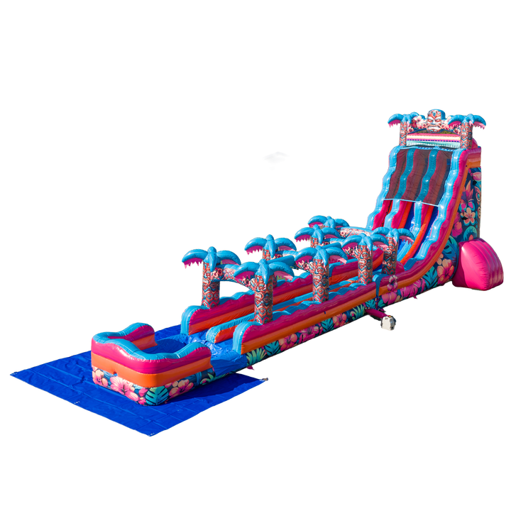 27FT Aloha Splash (Hawaiian Hibiscus) Dual Lane Slide w/Slip n Slide