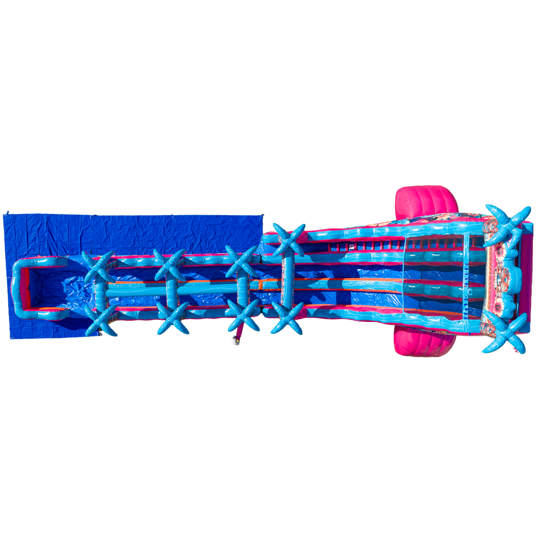 27FT Aloha Splash (Hawaiian Hibiscus) Dual Lane Slide w/Slip n Slide