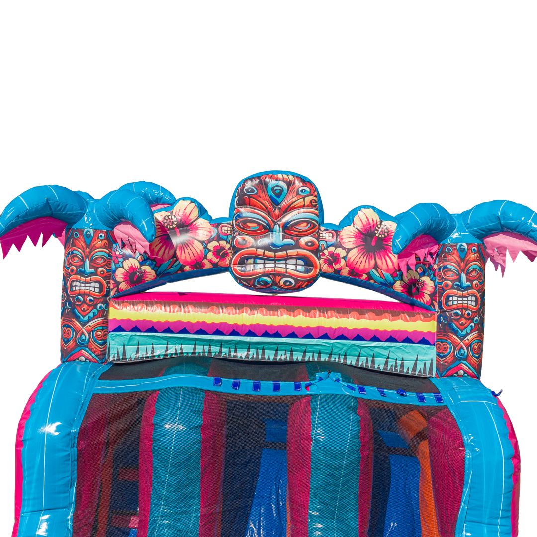 27FT Aloha Splash (Hawaiian Hibiscus) Dual Lane Slide w/Slip n Slide