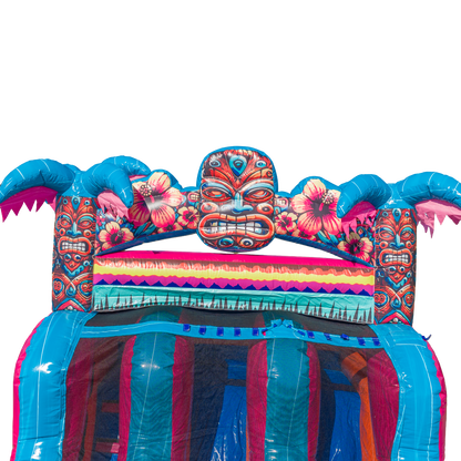 27FT Aloha Splash (Hawaiian Hibiscus) Dual Lane Slide w/SLip n Slide