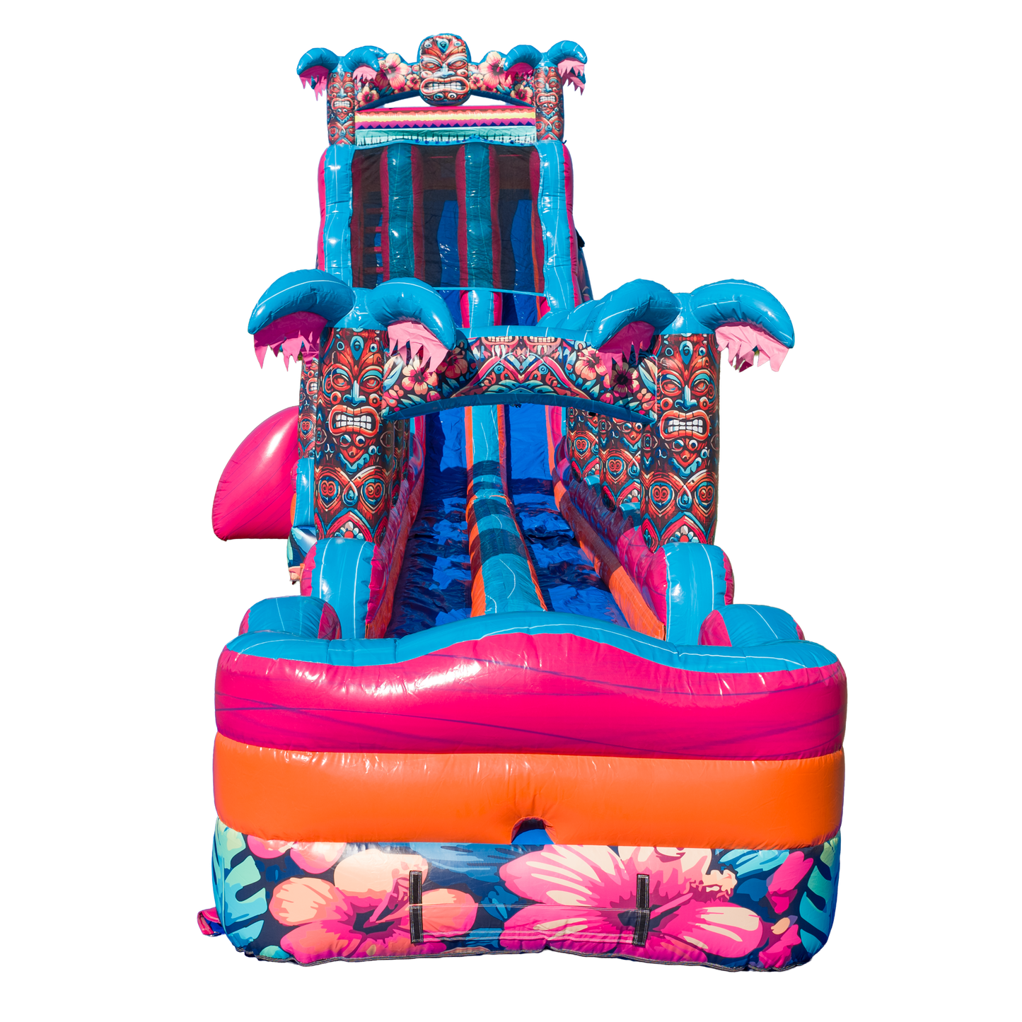 27FT Aloha Splash (Hawaiian Hibiscus) Dual Lane Slide w/SLip n Slide