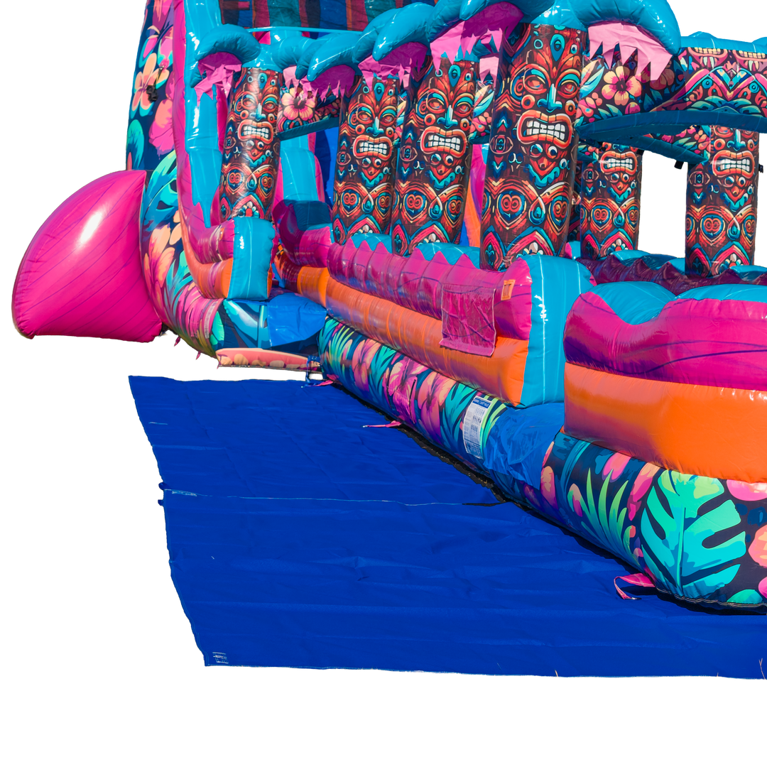27FT Aloha Splash (Hawaiian Hibiscus) Dual Lane Slide w/Slip n Slide
