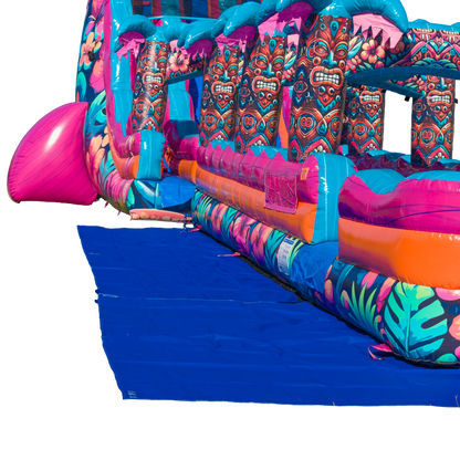 27FT Aloha Splash (Hawaiian Hibiscus) Dual Lane Slide w/SLip n Slide