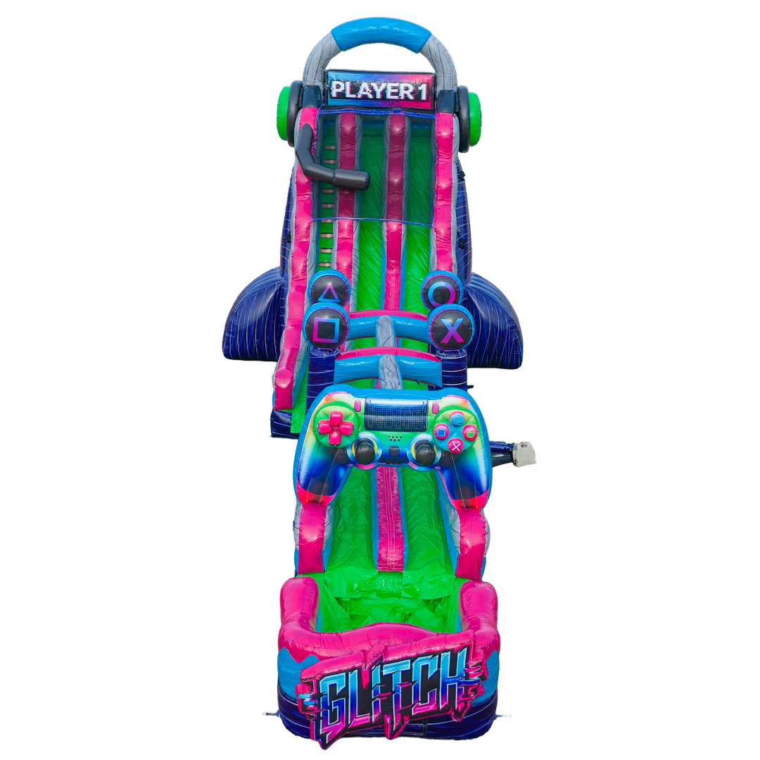 27FT Glitch Dual Lane Slide w/Slip n Slide