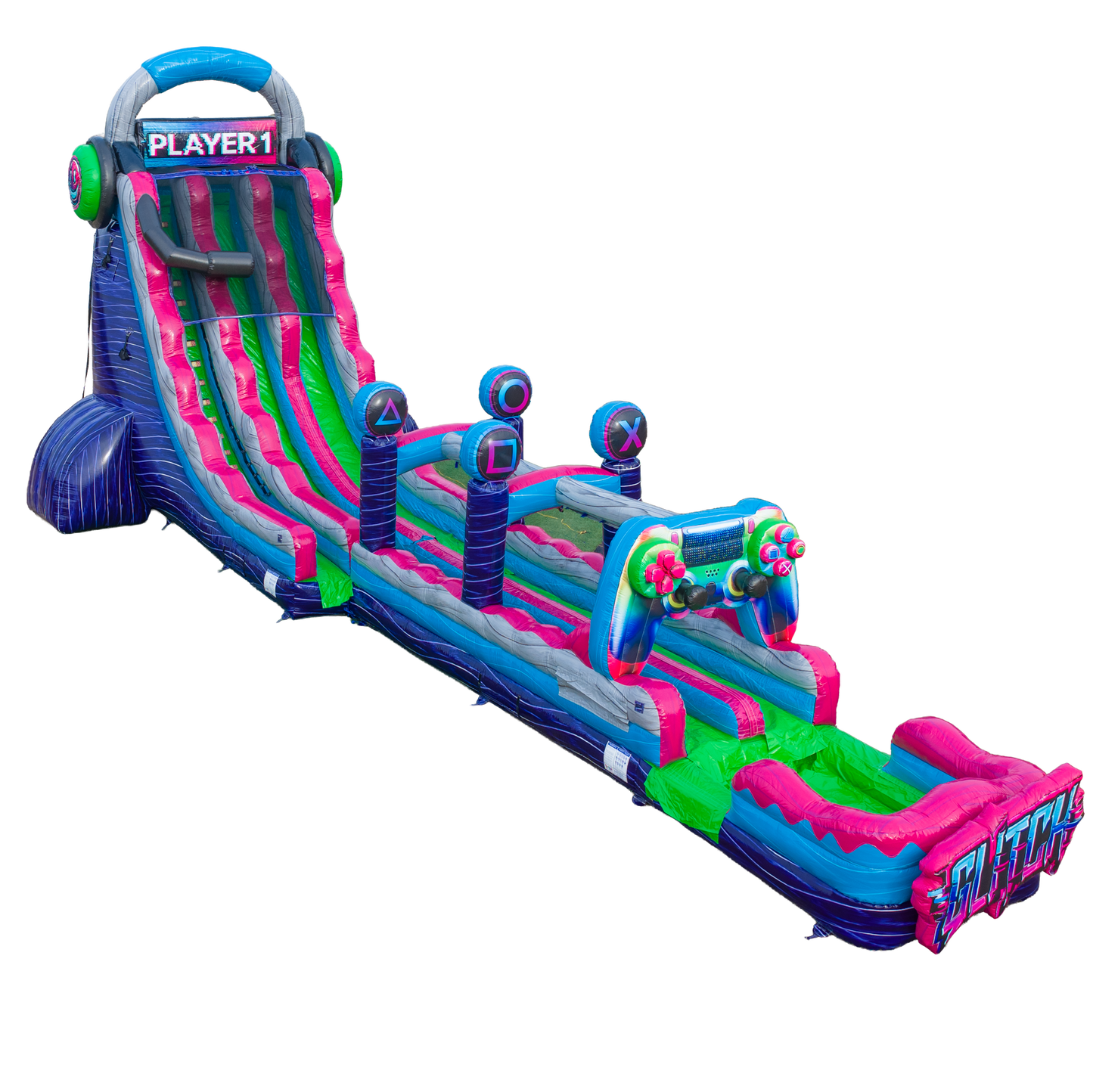 27FT Glitch Dual Lane Slide w/Slip n Slide