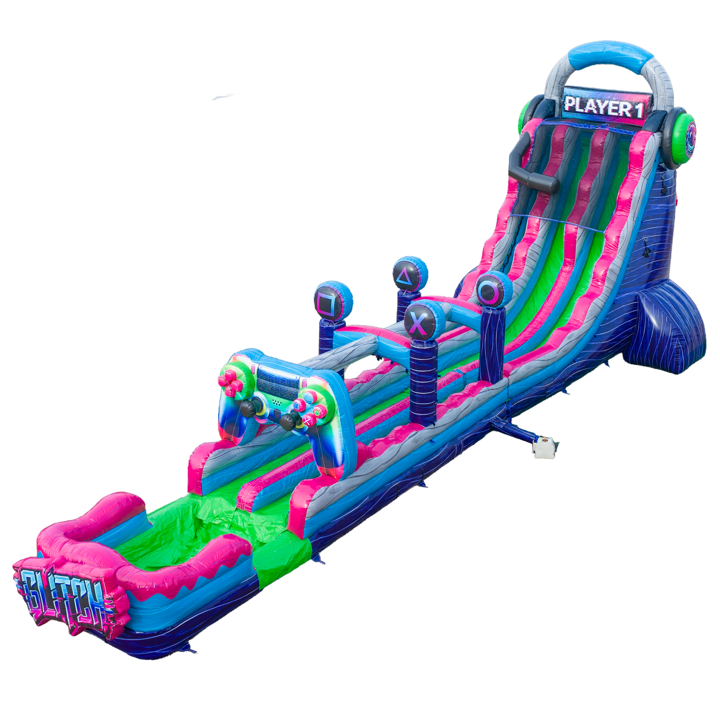 27FT Glitch Dual Lane Slide w/Slip n Slide