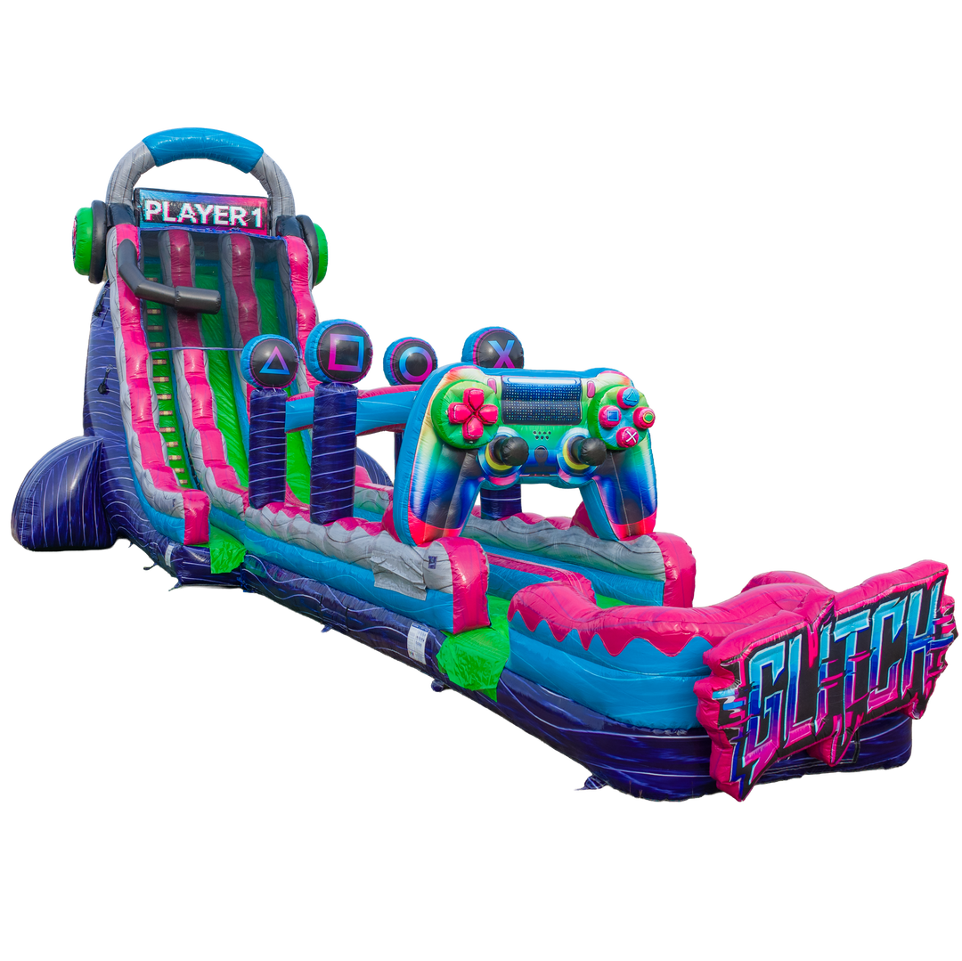 27FT Glitch Dual Lane Slide w/Slip n Slide