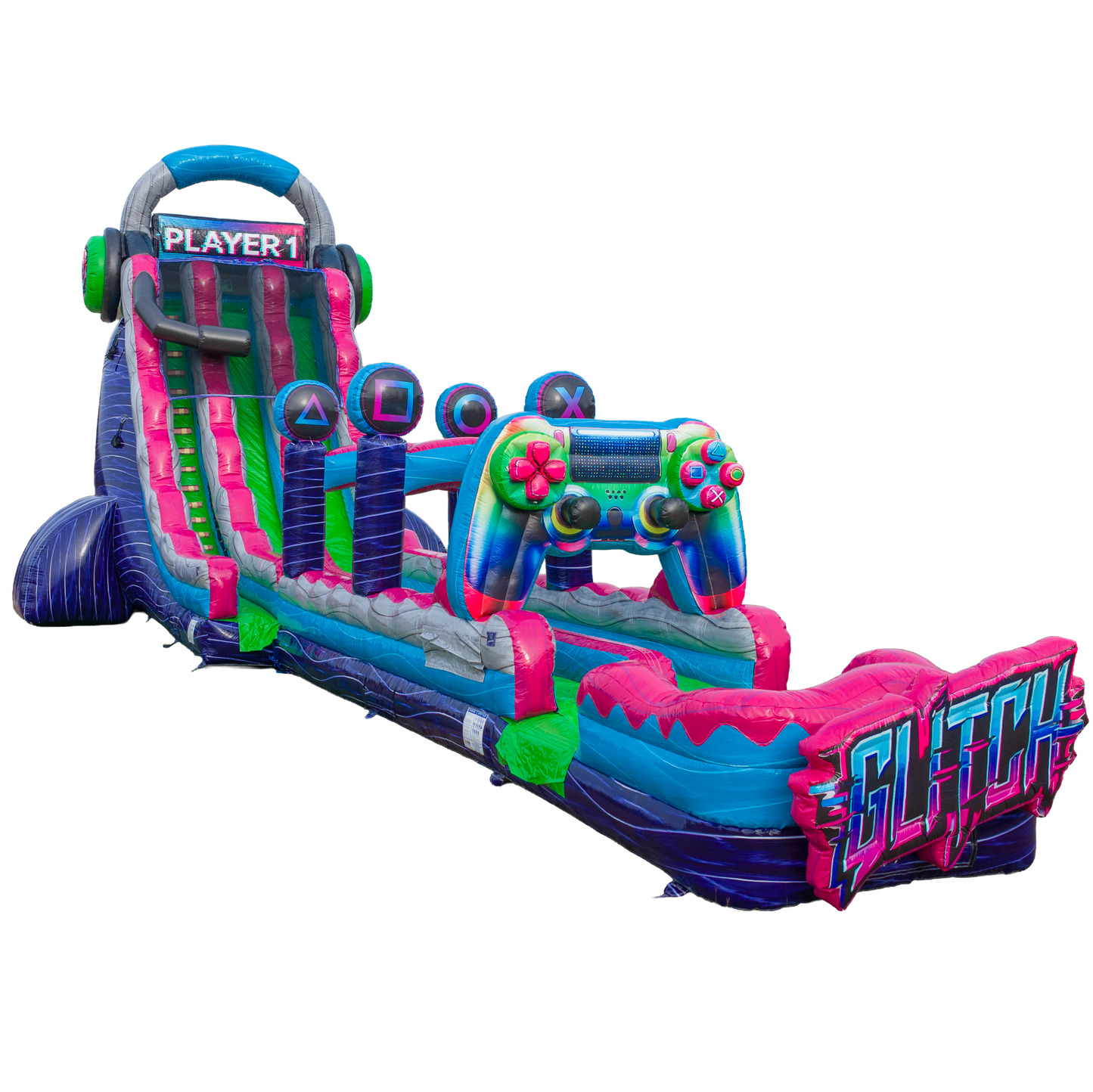 27FT Glitch Dual Lane Slide w/Slip n Slide