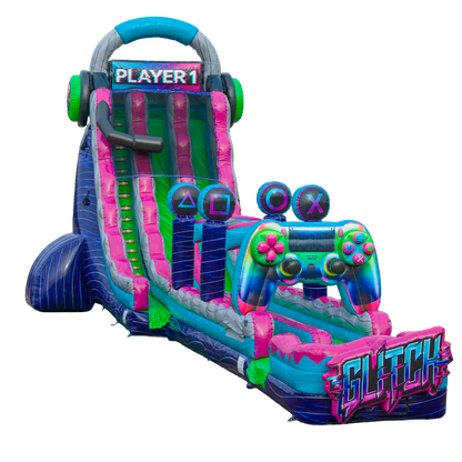 27FT Glitch Dual Lane Slide w/Slip n Slide