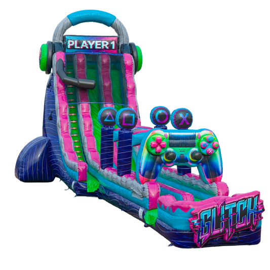 27FT Glitch Dual Lane Slide w/Slip n Slide